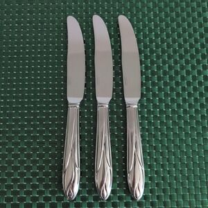 Yamazaki IRIS Dinner Knives Lot Set of 3 Stainless 18/8 Japan Glossy Vtg Place